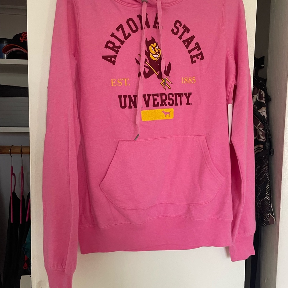PINK Victoria's Secret Bright Pink ASU Hoodie - Picture 5 of 5